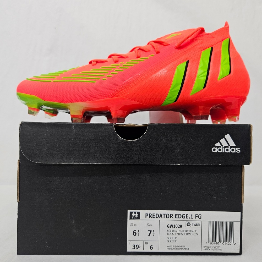 Adidas Predator Edge.1 Firm Ground Soccer Cleats GW1029 Solar Red Mens Size 6.5